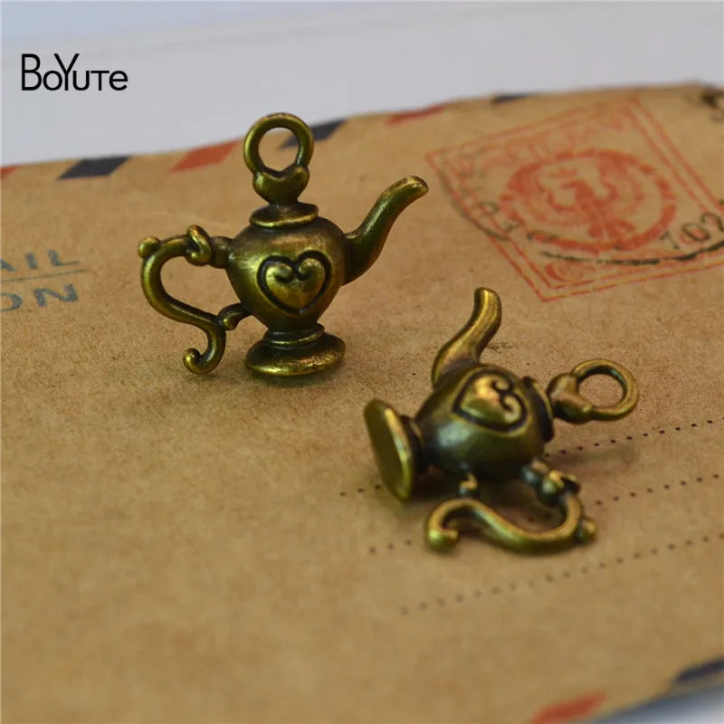 BoYuTe 22*20MM Heart Teapot Pendant Charms (60 Pieces) for Jewelry Making
