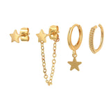 Boako 3-4PCS Earrings Set Moon Star Lightning Suit Earrings