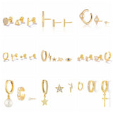 Boako 3-4PCS Earrings Set Moon Star Lightning Suit Earrings
