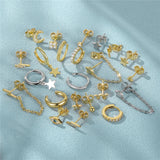 Boako 3-4PCS Earrings Set Moon Star Lightning Suit Earrings