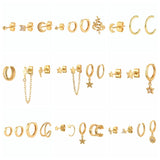 Boako 3-4PCS Earrings Set Moon Star Lightning Suit Earrings