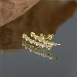 Boako Sterling Silver Stud Earrings with Pearls 18K Row Piercing Jewelry