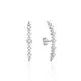 Boako Sterling Silver Stud Earrings with Pearls 18K Row Piercing Jewelry