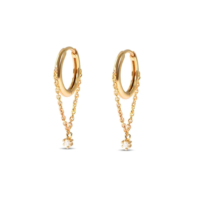 Boako 925 Silver Tassel Hoop Earrings Zircons Drop Piercing Jewelry