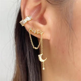 Boako 925 Sterling Silver Tassel Moon Clip Earrings Women Girls