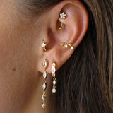 Boako 925 Silver Tassel Pendant Small Hoops Earring For Women Crystal Drop Earri