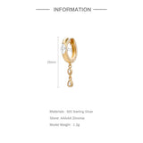 Boako 925 Silver Tassel Pendant Small Hoops Earring For Women Crystal Drop Earri