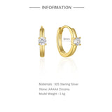 Boako 925 Sterling Silver Zircon Small Hoops Earring Women Piercing Cartilage