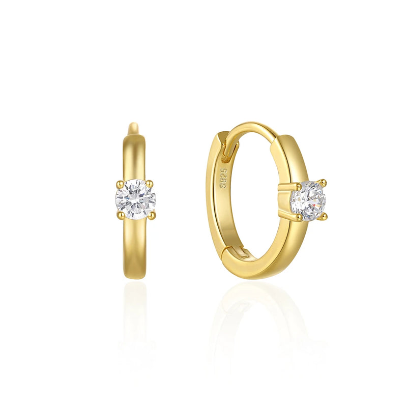Boako 925 Sterling Silver Zircon Small Hoops Earring Women Piercing Cartilage