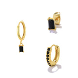 Boako Colorful Crystal Earrings Set 925 Stud Hoop Cuff Round Cross Flower Heart