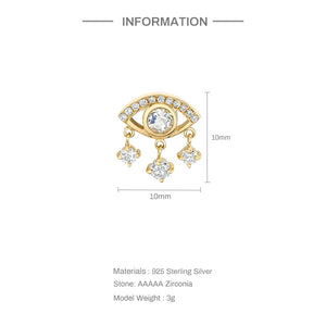 Boako Eye Pendant Stud Earrings S925 Zircon Jewelry Women's Gift