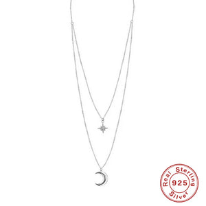 925 Silver Double Layered Star Clavicle Necklace