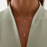 925 Silver Double Layered Star Clavicle Necklace