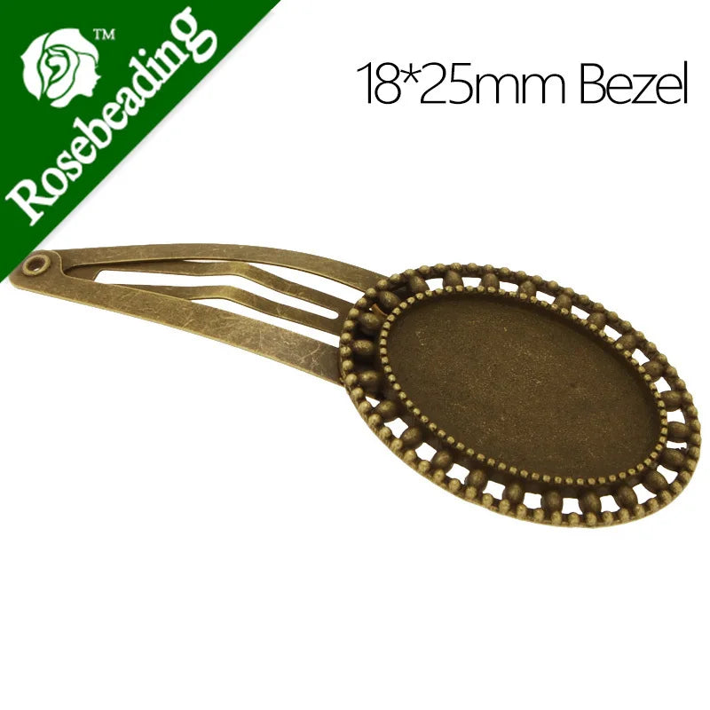 Antique Bronze Oval Bezel Bobby Pin, 66mm, 20pcs