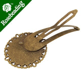 Antique Bronze Plated Round Bezel Bobby Pin, 20mm, Pack of 20