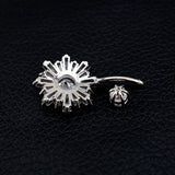 Zircon Sunflower 925 Silver Belly Piercing Button Rings For Girl