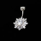 Zircon Sunflower 925 Silver Belly Piercing Button Rings For Girl