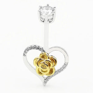 925 Silver Golden Rose Flower Heart Belly Button Rings Love Navel Piercing
