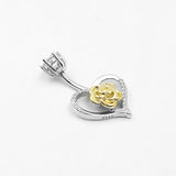 925 Silver Golden Rose Flower Heart Belly Button Rings Love Navel Piercing