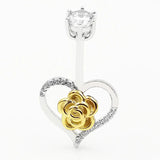 925 Silver Golden Rose Flower Heart Belly Button Rings Love Navel Piercing