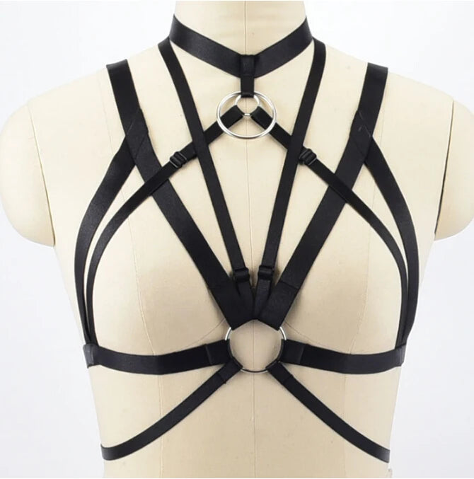 Body Harness Bandage Girl Elastic Bra Straps Cross Bra Crop Top