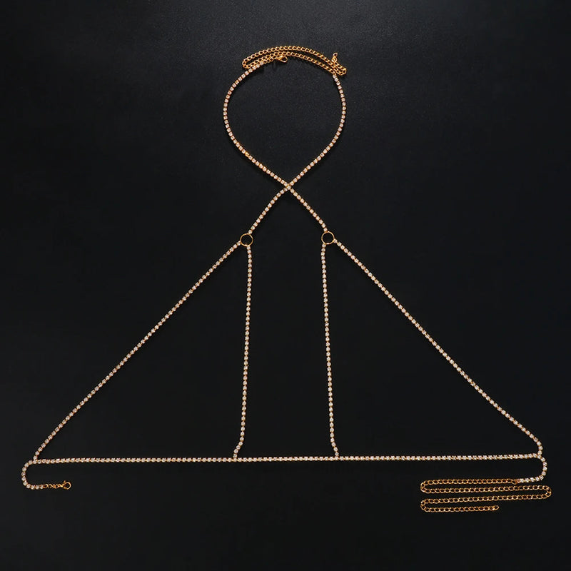 Rhinestone Body Chains Layered Crystal Bikini Chain Body Jewelry