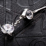 Crystal Rhinestone Belly Button Ring Surgical Steel Navel Piercing