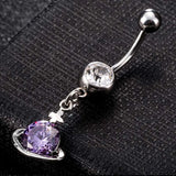 Crystal Rhinestone Belly Button Ring Surgical Steel Navel Piercing