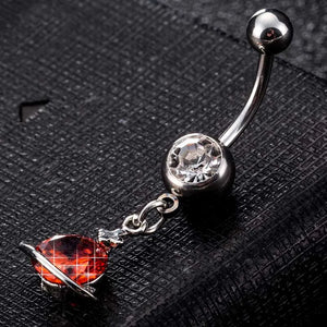 Crystal Rhinestone Belly Button Ring Surgical Steel Navel Piercing