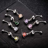 Crystal Rhinestone Belly Button Ring Surgical Steel Navel Piercing