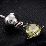 Crystal Rhinestone Belly Button Ring Surgical Steel Navel Piercing