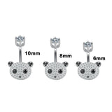 Panda Belly Button Rings Navel Piercing 925 Sterling Silver Rod Length 6 8
