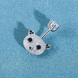 Panda Belly Button Rings Navel Piercing 925 Sterling Silver Rod Length 6 8