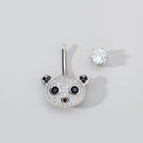 Panda Belly Button Rings Navel Piercing 925 Sterling Silver Rod Length 6 8