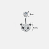Panda Belly Button Rings Navel Piercing 925 Sterling Silver Rod Length 6 8