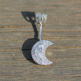 Moon Belly Button Piercing Rings 925 Sterling Silver Men Women 1.5 MM Thick