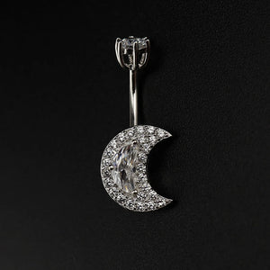 Moon Belly Button Piercing Rings 925 Sterling Silver Men Women 1.5 MM Thick