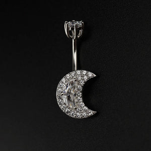 Moon Belly Button Piercing Rings 925 Sterling Silver Men Women 1.5 MM Thick