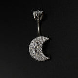 Moon Belly Button Piercing Rings 925 Sterling Silver Men Women 1.5 MM Thick