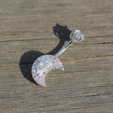 Moon Belly Button Piercing Rings 925 Sterling Silver Men Women 1.5 MM Thick