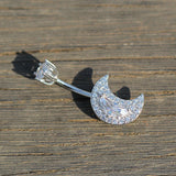 Moon Belly Button Piercing Rings 925 Sterling Silver Men Women 1.5 MM Thick
