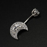 Moon Belly Button Piercing Rings 925 Sterling Silver Men Women 1.5 MM Thick