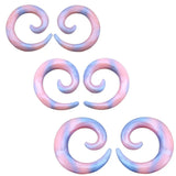 Pink Silicone Ear Plugs Spiral Expander Pearlized Earring Gauge