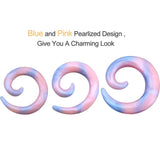 Pink Silicone Ear Plugs Spiral Expander Pearlized Earring Gauge