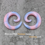 Pink Silicone Ear Plugs Spiral Expander Pearlized Earring Gauge