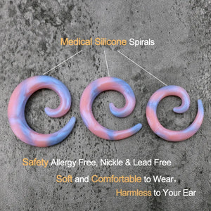 Pink Silicone Ear Plugs Spiral Expander Pearlized Earring Gauge