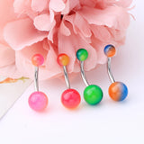 5pcs Rainbow Navel Piercing Button Rings Body Jewelry