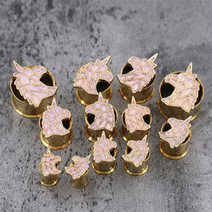 Unicorn Bat Ear Tunnel Plugs Body Jewelry