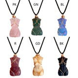 Body Shaped Crystal Necklace Wire Wrap Gemstone Pendant