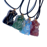 Body Shaped Crystal Necklace Wire Wrap Gemstone Pendant